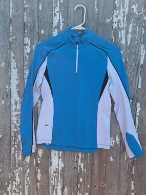 Blue and White Quarter-Zip Active Top Size 38 Medium